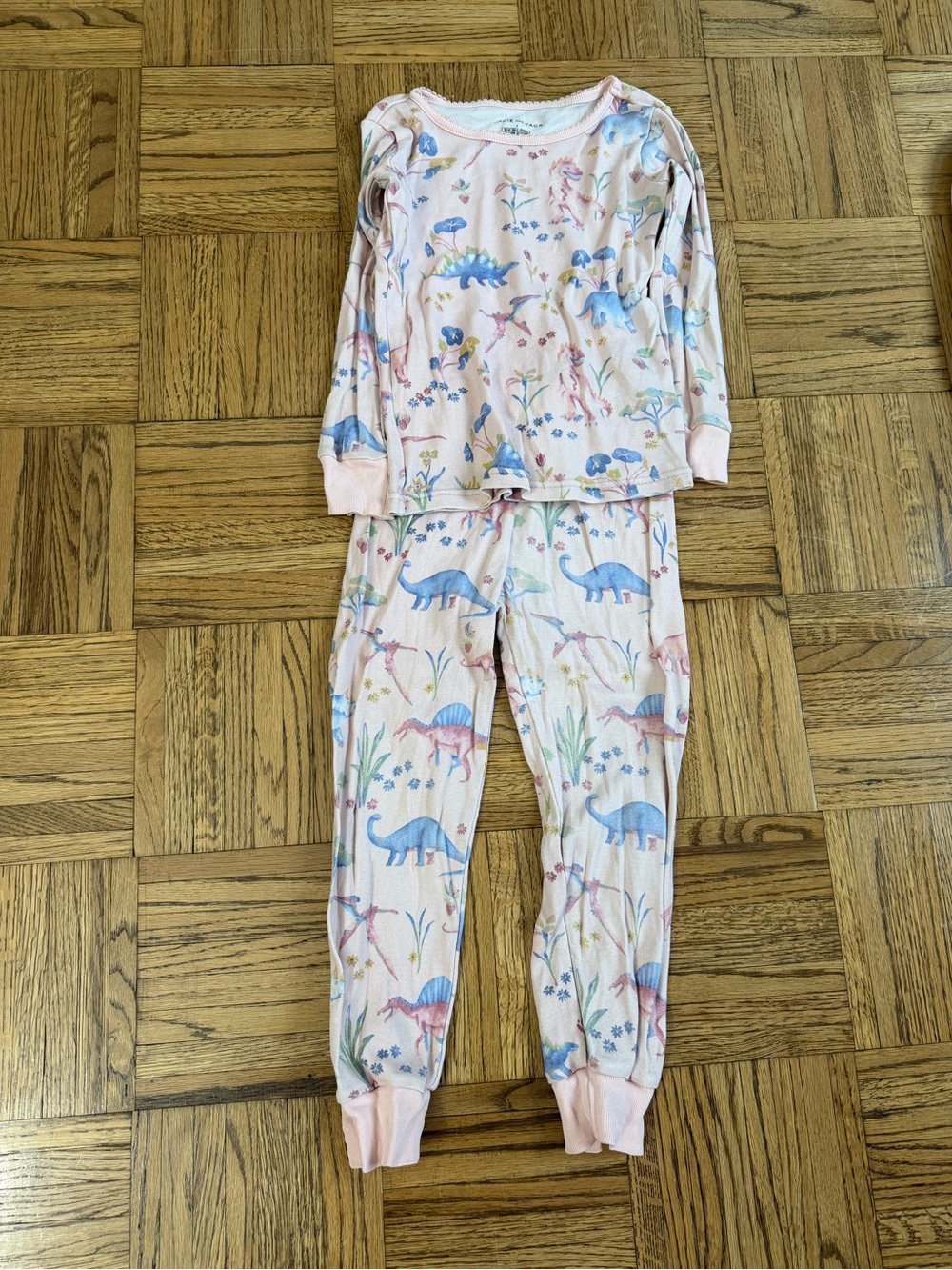 Janie and Jack Girls Pink Dinosaur-Print Pajamas Size 4